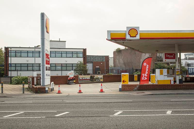 The UK is suffering supply chain problems with some empty shelves in supermarkets, exacerbated by a shortage of HGV drivers, sparking fears that a petrol shortage is around the corner. Rob Greig for The National