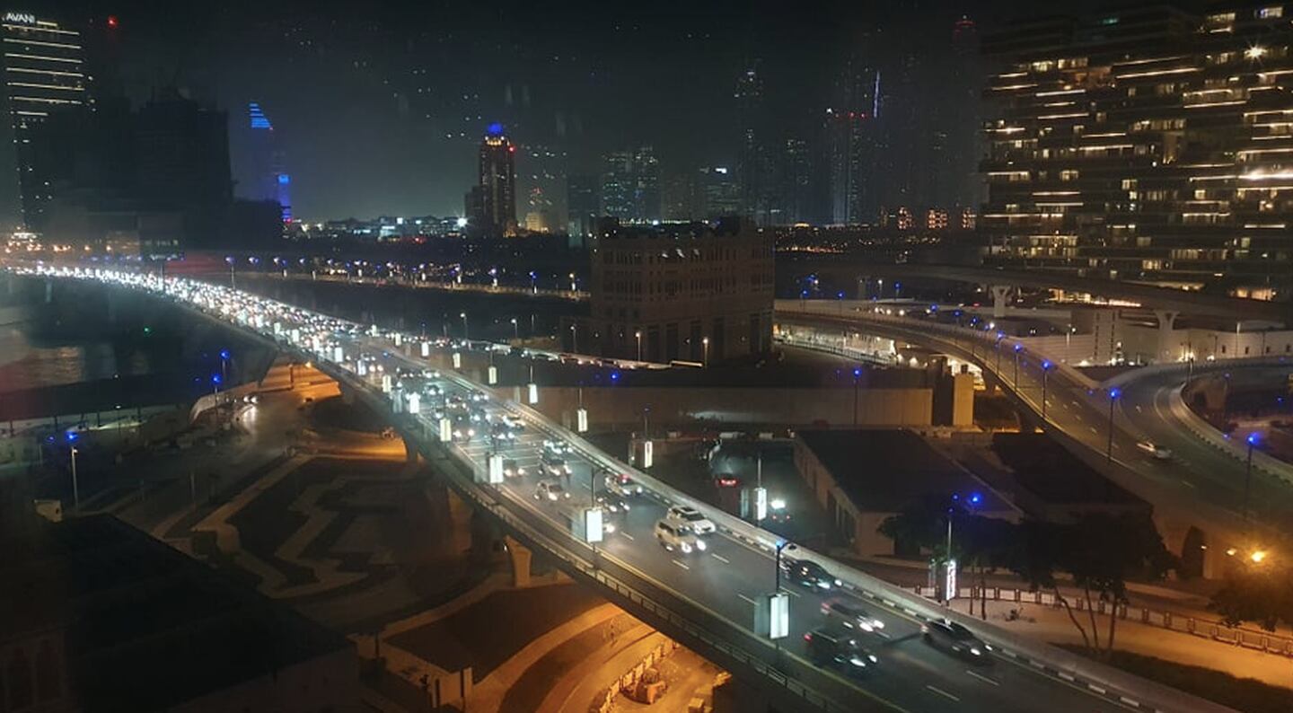 Traffic caused by a water leak on The Palm Jumeirah cleared at around 7.30pm. Photo: Paolo Rodini