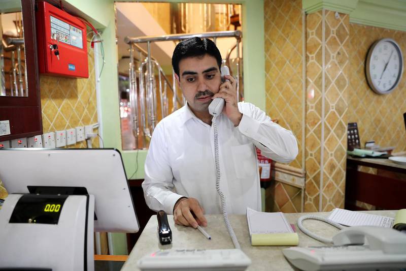ABU DHABI , UNITED ARAB EMIRATES , February 27 – 2019 :- Abdul Ghani , supervisor from Pakistan after the interview on Pakistan – India conflict at the Al Ibrahimi restaurant in Abu Dhabi. ( Pawan Singh / The National ) For News. Story by John