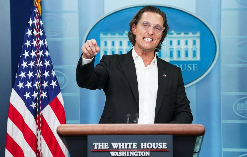Actor Matthew McConaughey, a native of Uvalde, Texas, as well as a father and gun owner, speaks to reporters at the White House about the mass shooting. Reuters