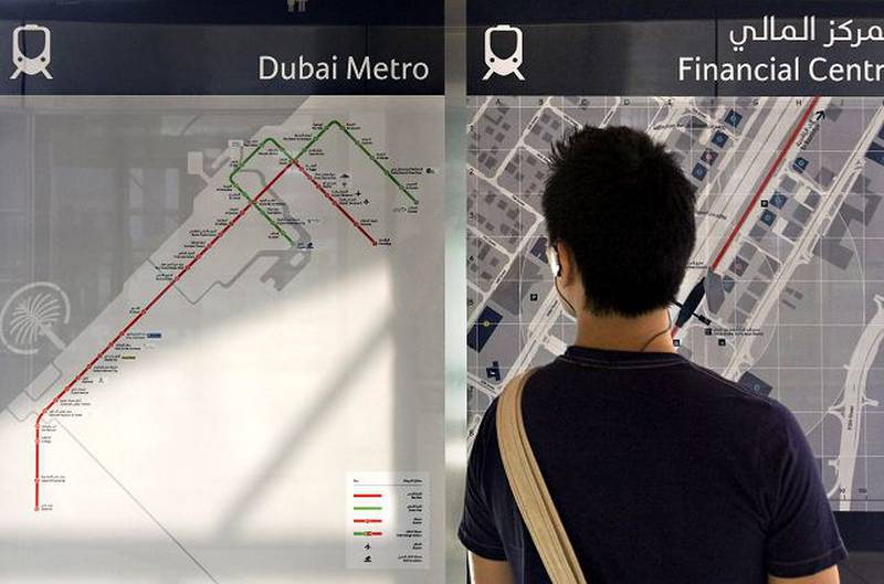 The Red Line starts at Centrepoint station and ends at UAE Exchange. The route has 29 stations – 24 elevated, four underground and one at ground level.