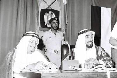Sheikh Zayed attends a FNC meeting. The Year of Zayed will highlight his local, regional and international achievements.