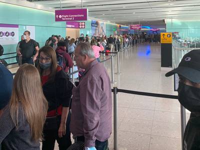 One passenger said it took three and a half hours to check in a single suitcase. Photo: Martin Duggan's Twitter