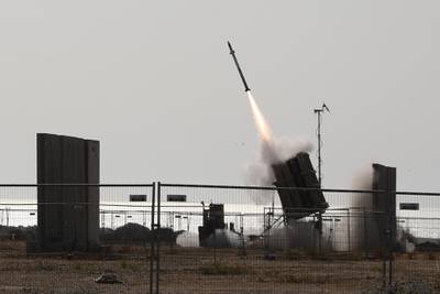 The Israeli Iron Dome anti-rocket defense system in action against a rocket fired from Gaza Strip, in the city of Ashkelon, Israel. EPA
