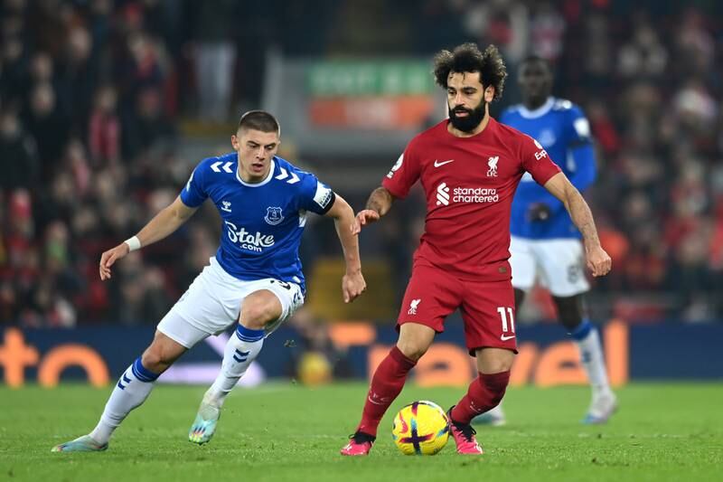 Vitaliy Mykolenko – 5. The left-back was unable to match his level of performance against Saka last week, with the Ukraine international struggling to keep Salah from making an impact. Getty