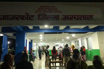 Survivors at Jajarkot District Hospital in the aftermath of the earthquake. AFP