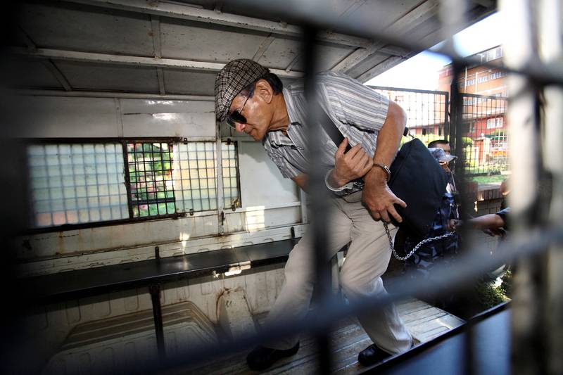 Charles Sobhraj leaves a Kathmandu district court after a hearing on May 31, 2011. Reuters