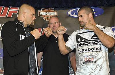 UFC fighters Chuck Liddell, left, and Mauricio Rua as they square off at a news conference in Montreal in April to promote an upcoming light heavyweight fight. Dana White, centre, is the man responsible for reviving the sport and propelling it to new heights.