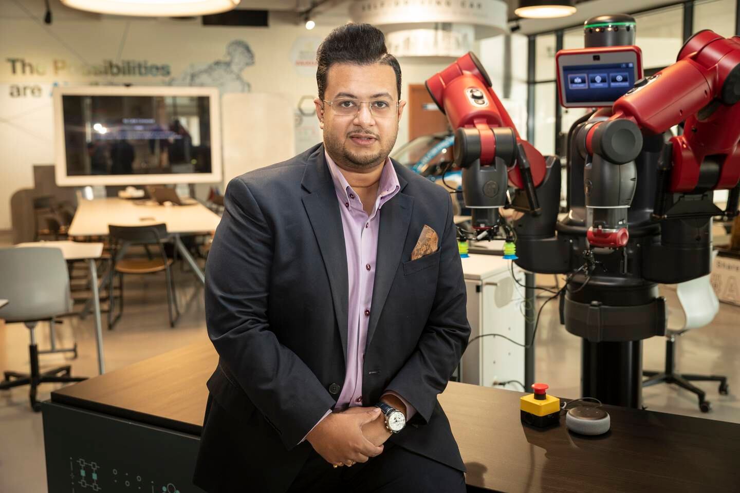 Sreejit Chakrabarty is director of the artificial intelligence and robotics centre at Dubai American Academy. Photo: Antonie Robertson / The National
