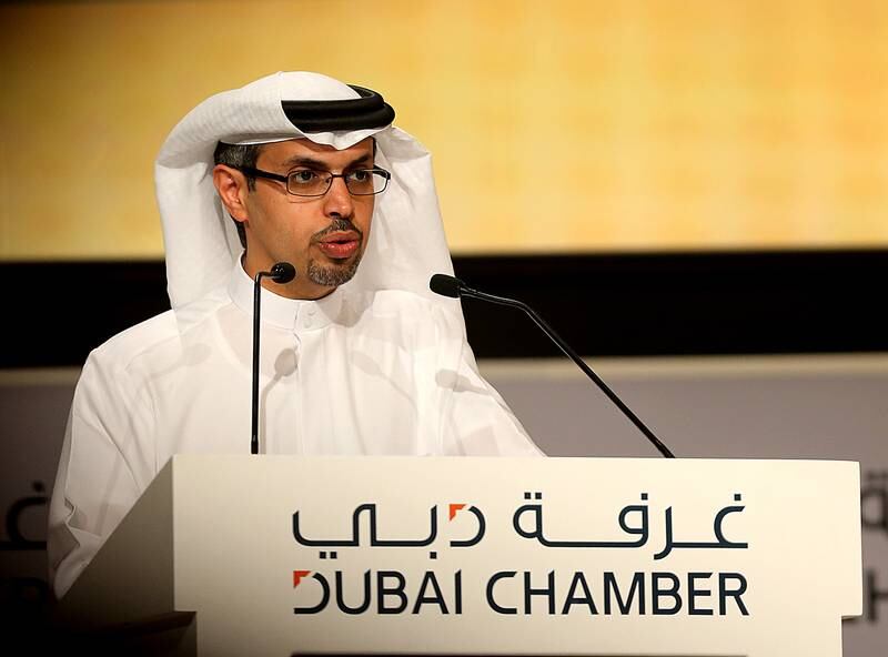 Dubai, United Arab Emirates- October,01, 2014: HE Hamad Buamim, President & CEO, Dubai Chamber of Commerce & Industry gestues during the Africa Global Business Forum 2014 in Dubai . ( Satish Kumar / The National )  For Busines