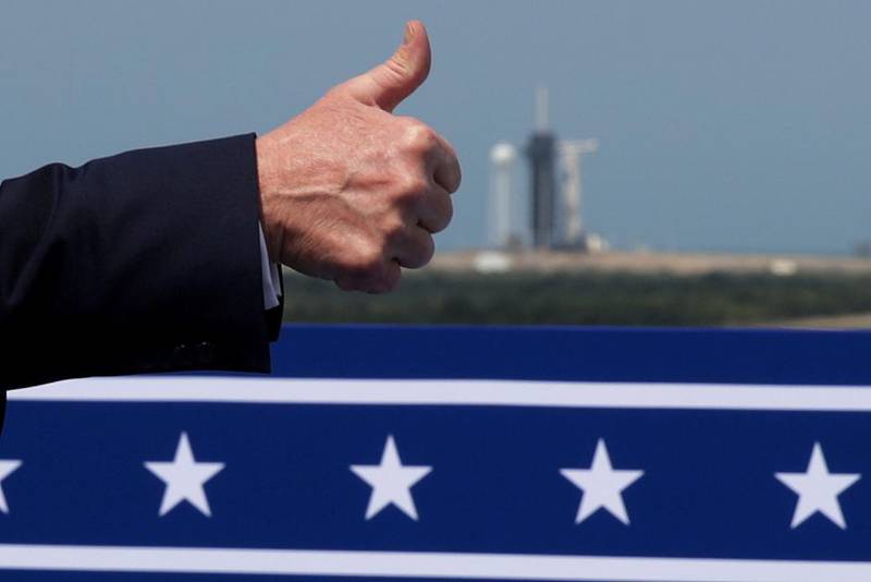 US President Donald Trump gives a thumbs-up as he arrives to watch the launch of a SpaceX Falcon 9 rocket and Crew Dragon spacecraft, from Cape Canaveral, Florida, US. Reuters