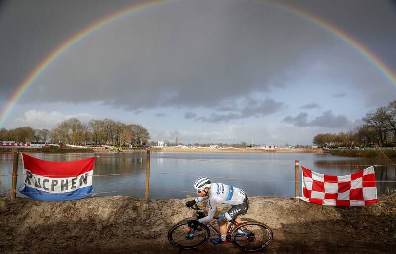 Cyclist Lars van der Haar chases a pot of gold during the Dutch National Championships in Rucphen, the Netherlands. EPA
