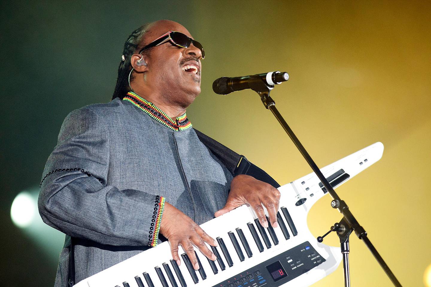 ABU DHABI, UNITED ARAB EMIRATES – March 18, 2011: Stevie Wonder performs at Yas Arena in Abu Dhabi on Friday March 18, 2011.  ( Andrew Henderson / The National )