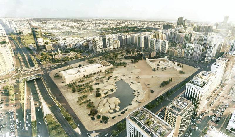 A rendering showing what the aerial view of the restored site will look like. Photo / Department of Culture and Tourism Abu Dhabi 