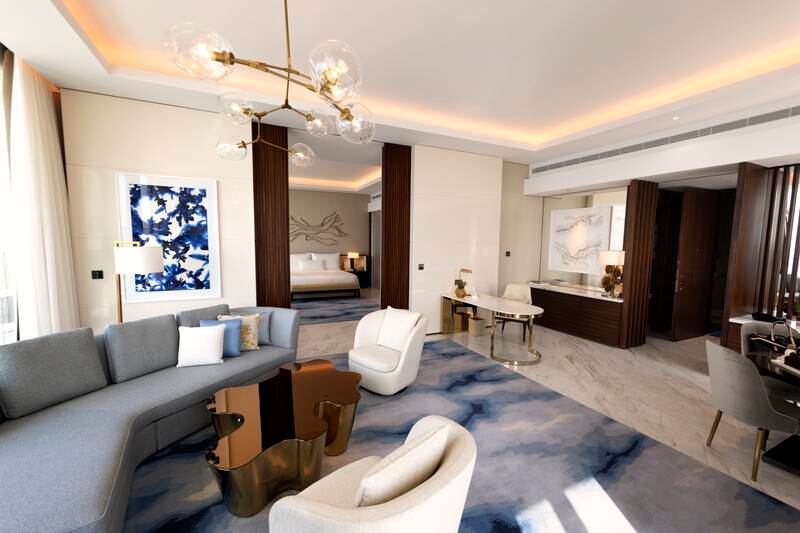 One of the signature suites at Atlantis The Royal, featuring interiors by GA Design (London). Getty Images for Atlantis Dubai