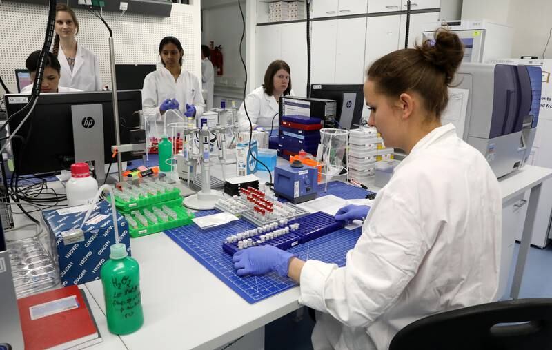 23 May 2019, Mecklenburg-Western Pomerania, Rostock: The laboratory for DNA sequencing in the biotech company Centogene. Centogene AG specializes in the diagnosis and characterization of rare congenital diseases and operates internationally. Photo: Bernd WÃ¼stneck/dpa (Photo by Bernd WÃ¼stneck/picture alliance via Getty Images)