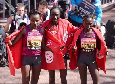 Tirunesh Dibaba, left, will be among the elite women at this year's Adnoc Abu Dhabi Marathon. Getty Images
