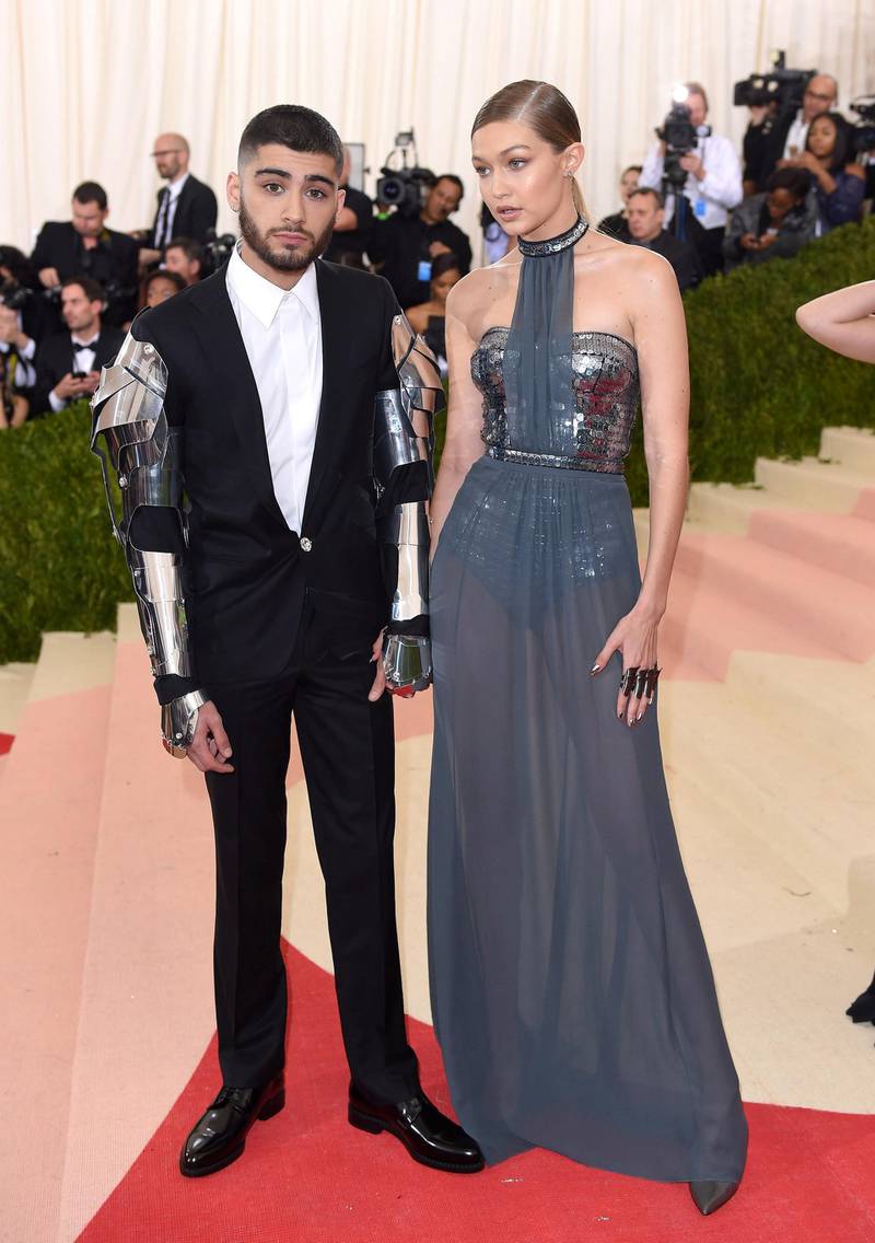 NEW YORK, NY - MAY 02:  Gigi Hadid and Zayn Malik arrive for the "Manus x Machina: Fashion In An Age Of Technology" Costume Institute Gala at Metropolitan Museum of Art on May 2, 2016 in New York City.  (Photo by Karwai Tang/WireImage)