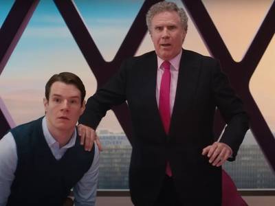 Connor Swindells as Aaron Dinkins and Will Ferrell as Mattel chief executive