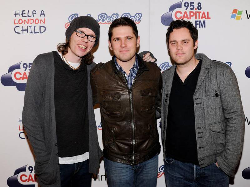 From left to right: Greg Churchouse, Roy Stride and Peter Ellard of Scouting For Girls. Ian Gavan / Getty Images