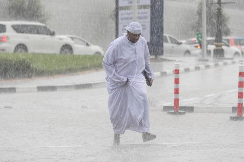 Rain fell unexpectedly in Dubai on Tuesday after months of dry conditions. More is forecast for Wednesday. Photos: Antonie Robertson / The National
