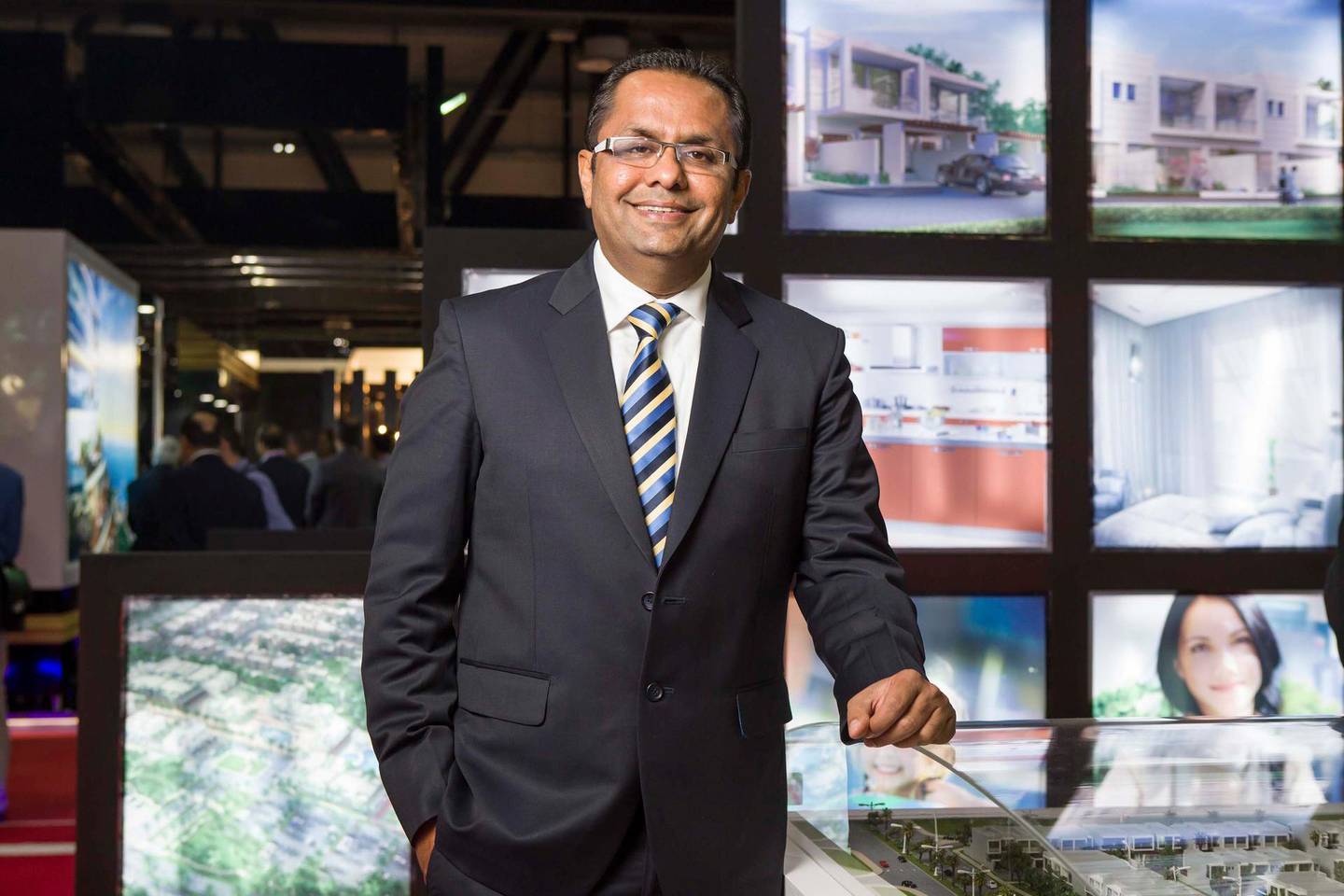 DUBAI, UNITED ARAB EMIRATES, SEPTEMBER 21, 2014.  Rizwan Sajan, Chairman of Danube at the Danube Properties stand in CityScape 2014 at the World Trade Center. (Photo: Antonie Robertson/The National) Journalist: Lucy Barnard Section: Business.