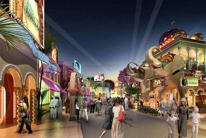 Above, a rendering of the Bollywood Parks. Courtesy Dubai Parks and Resorts