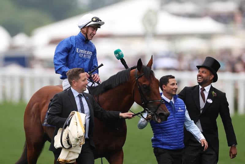Naval Crown ridden by James Doyle reacts after winning The Platinum Jubilee Stakes during Royal Ascot 2022.  Getty Images