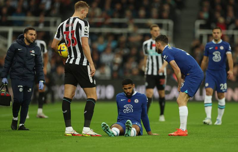 Chelsea's Ruben Loftus-Cheek after sustaining an injury that saw him being replaced. Action Images