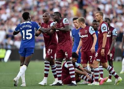 Kurt Zouma 7: Hammers captain, up against his former club, found the pace and trickery of Jackson a real handful at times. Sent clearance straight to Chukwuemeka ahead of his leveller for Chelsea. Enjoyed a much improved second half. EPA