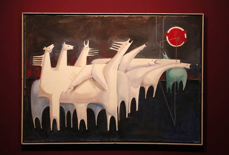Kadhim Hayder’s Fatigued Ten Horses Converse with Nothing (1965). Pawan Singh / The National
