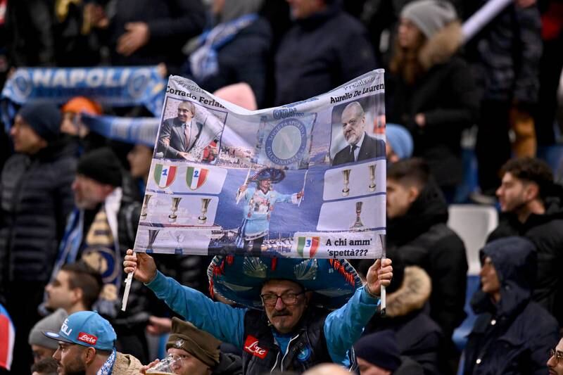 Napoli fans during the win at Sassuolo. Getty
