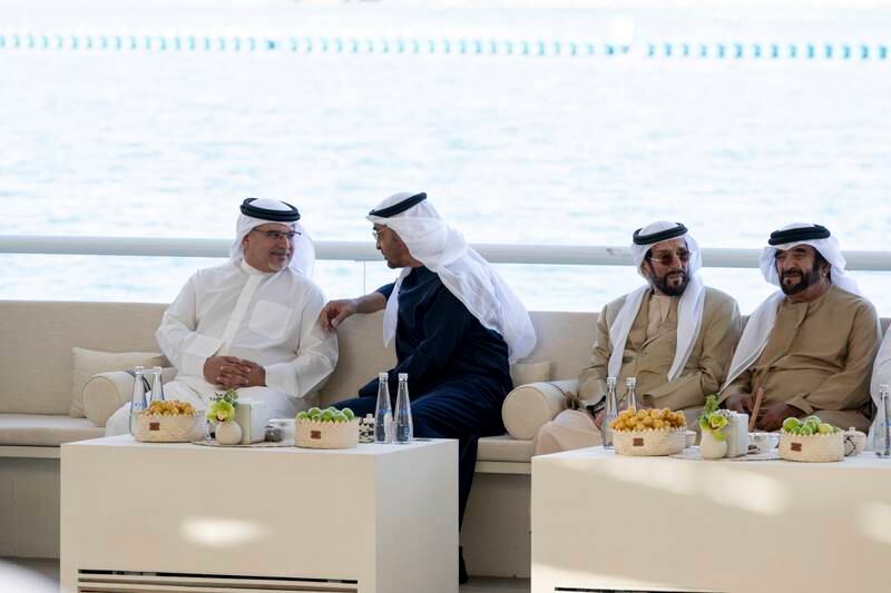 Sheikh Mohamed and Prince Salman, with Sheikh Tahnoun bin Mohammed, Abu Dhabi Ruler’s Representative in Al Ain Region, and Sheikh Saif bin Mohammed. Mohamed Al Hammadi / UAE Presidential Court 