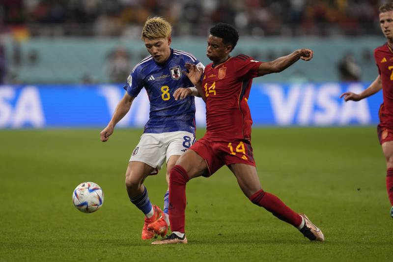 Alejandro Balde 6 - Fast, strong, young. Only made his Spain Under 21 debut in September and his full debut last week – after he came into the squad because of an injury to Gaya. Unable to clear a poor ball from his goalkeeper before the first goal and then the ball went through his legs before Japan’s disallowed second. AP Photo 