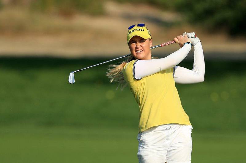 Charley Hull of England in action during the pro-am ahead of the 2016 Omega Dubai Ladies Masters on the Majlis Course at the Emirates Golf Club on December 6, 2016 in Dubai, UAE.  David Cannon / Getty Images