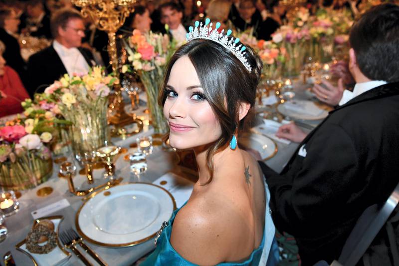 Princess Sofia of Sweden poses before a royal banquet to honour the laureates of the Nobel Prize 2019 following the Award ceremony on December 10, 2019 in Stockholm, Sweden. (Photo by Jonathan NACKSTRAND / AFP)