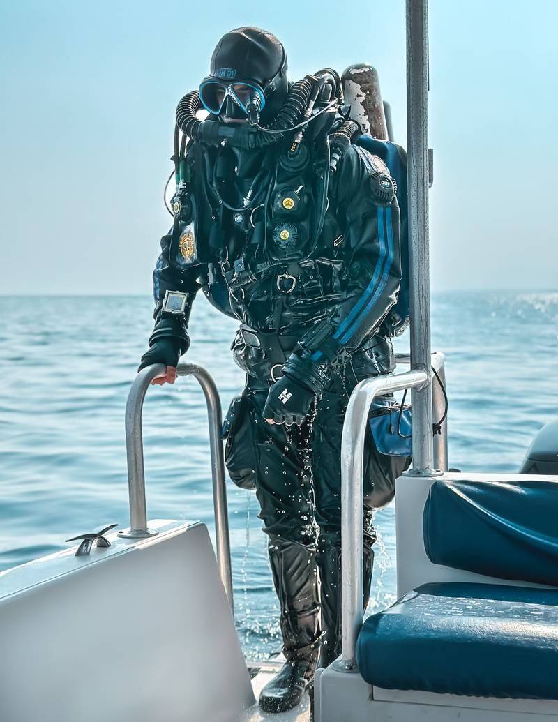 Mr Nadim in his dive gear. Photo: Khaled Alobaidli / XR Hub