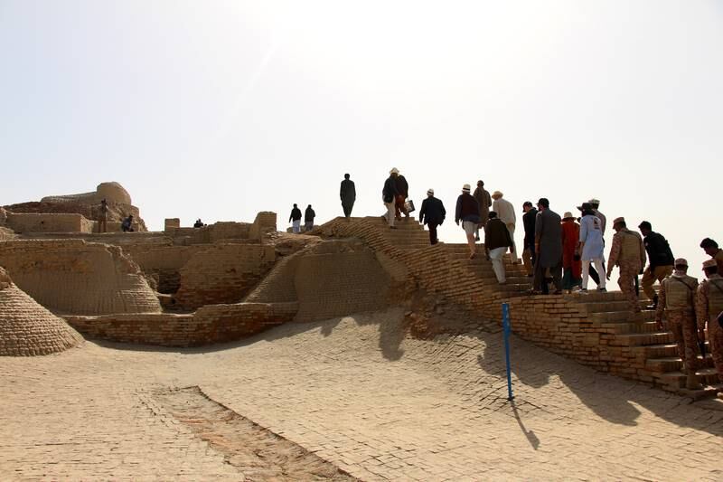 Tourists at Mohenjo Daro, which means Mound of the Dead.  EPA