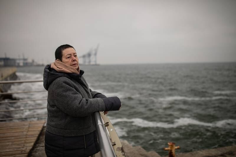 Widowed mother and grandmother Antonina Olhovska stands on the Black Sea shore in Odesa, Ukraine. Oliver Marsden for The National