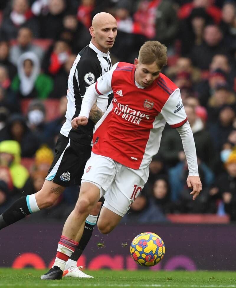 Emile Smith Rowe - 7: Saw header saved by Dubravka late in first half that should have resulted in Aubameyang scoring rebound … only to result in one of misses of the season. Didn't hit the highs of some matches this season that resulted in England call-up but still a good show from midfielder. EPA