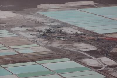 Brine pools at SQM lithium mine on the Atacama Salt Flat in the Atacama Desert of northern Chile. Reuters