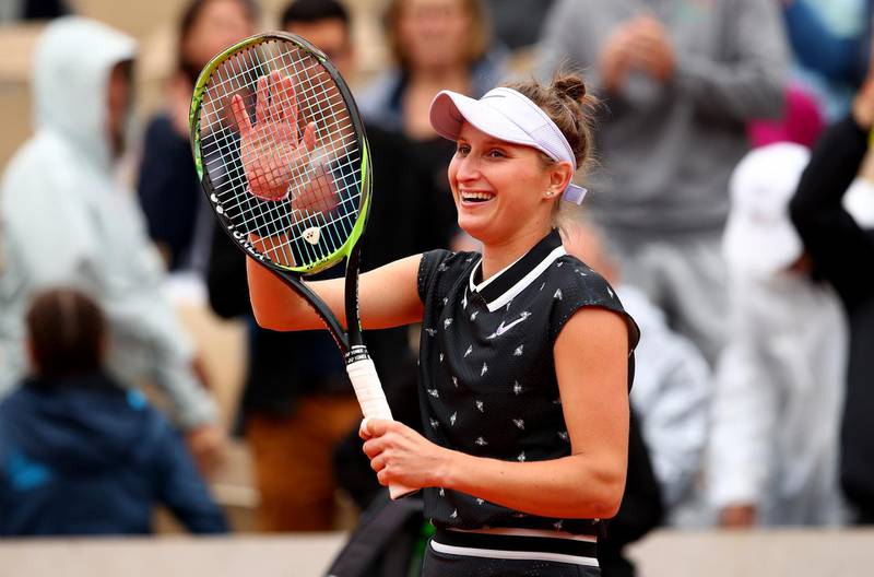 PARIS, FRANCE - JUNE 07: Marketa Vondrousova of The Czech Republic celebrates victory during her ladies singles semi-final match against Johanna Konta of Great Britain during Day thirteen of the 2019 French Open at Roland Garros on June 07, 2019 in Paris, France. (Photo by Clive Brunskill/Getty Images)
