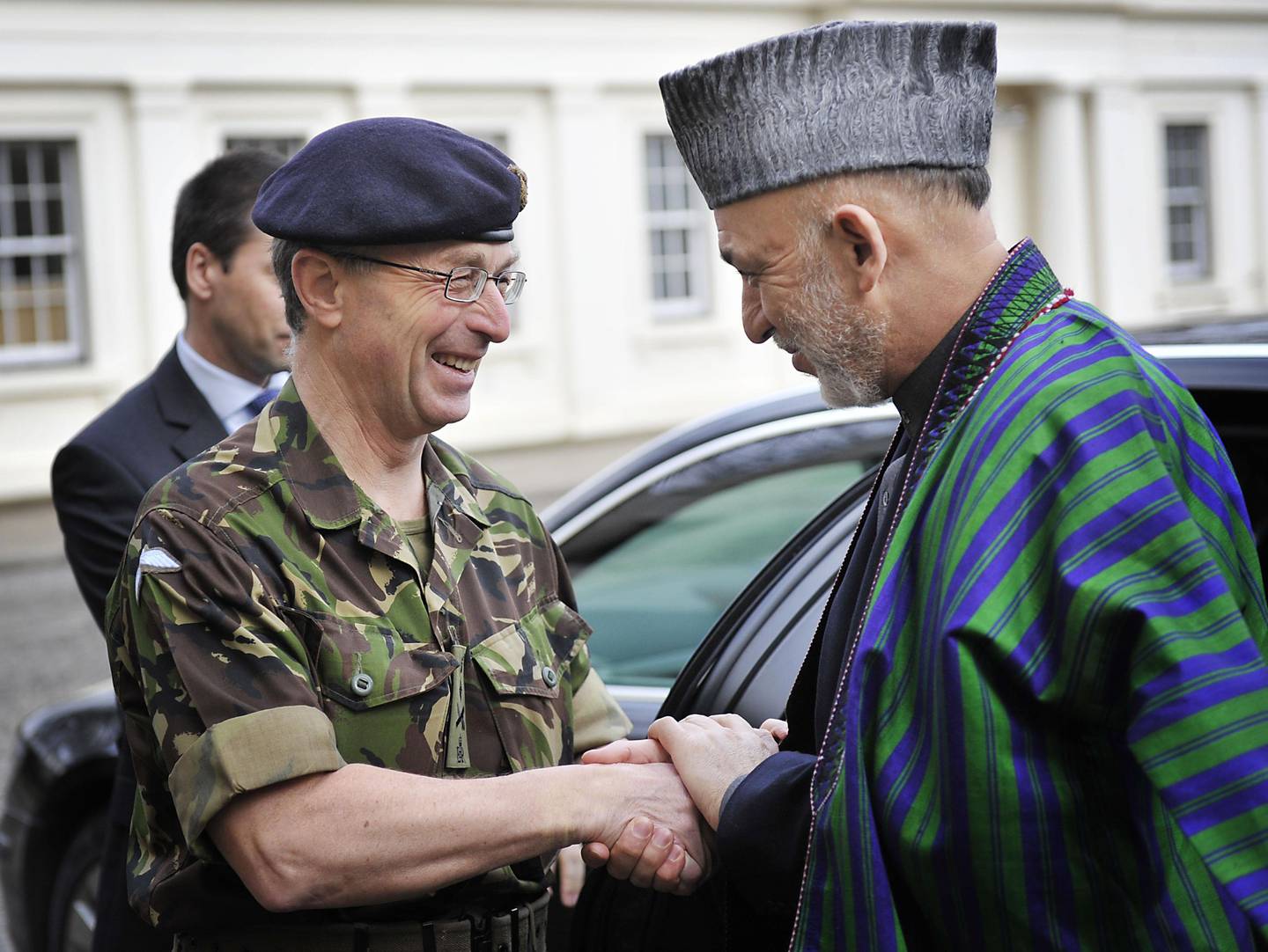 General David Richards meeting former Afghan president Hamid Karzai. Alamy