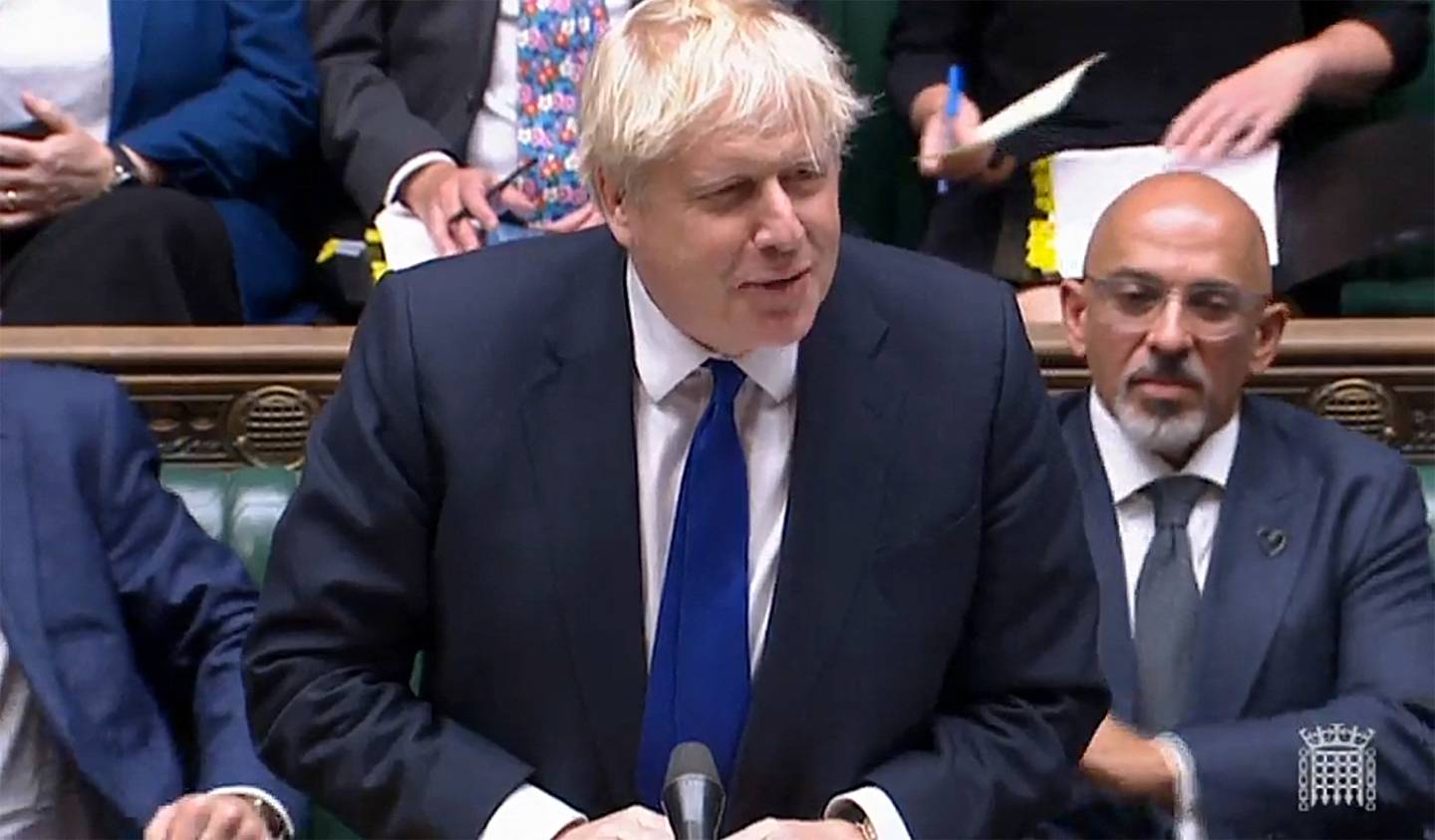 Boris Johnson speaking during Prime Minister's Questions in the House of Commons. AFP
