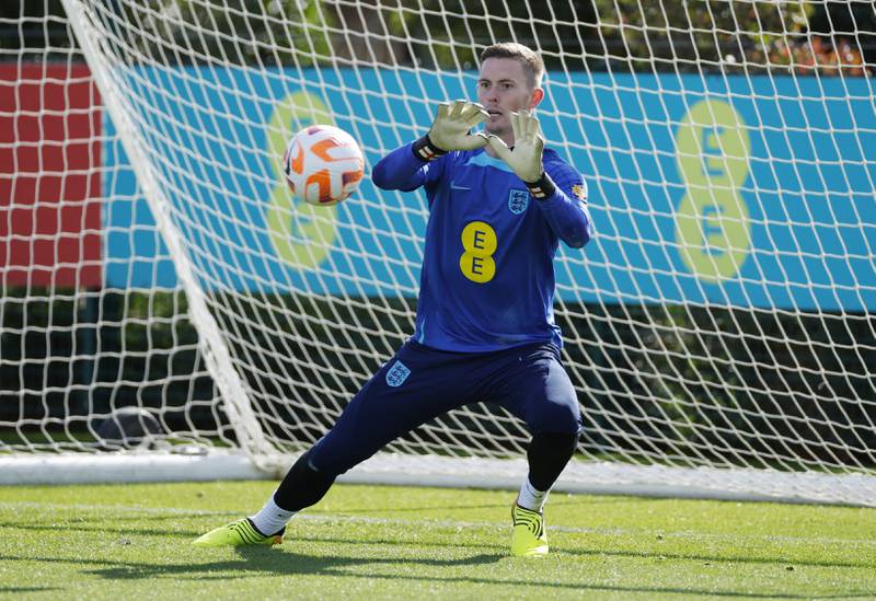 England goalkeeper Dean Henderson during training. Reuters
