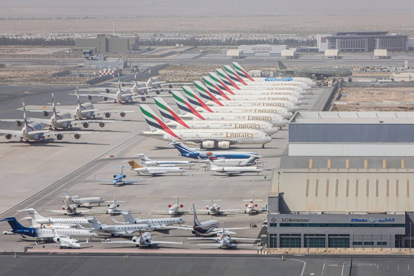 Emirates aircraft on the tarmac in Dubai. Bloomberg
