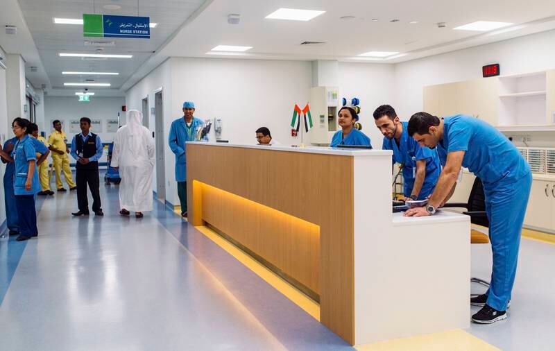 A group of nurses working in the trauma wing of Rashid Hospital in Dubai.