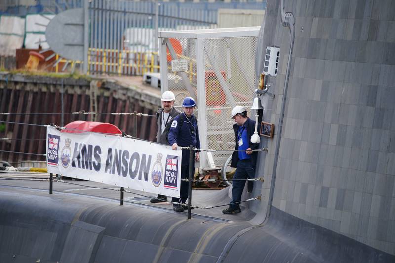 HMS Anson docked at BAE systems in Barrow-in-Furness before it was officially commissioned into the Royal Navy. PA