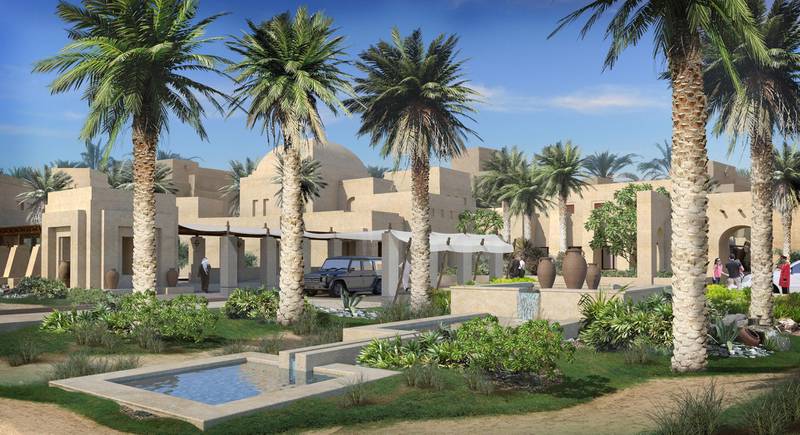 This rendering shows what the resort - which sits in the desert 50km to the south east of Abu Dhabi - will look like when complete.