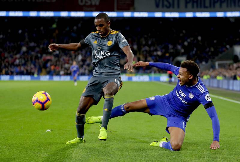 Ricardo Pereira of Leicester City is challenged by Josh Murphy of Cardiff City during the Premier League match between Cardiff City and Leicester City at Cardiff City Stadium. Getty